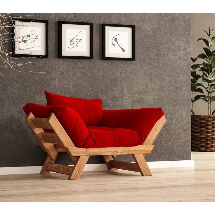 Skye Decor 'CPT8155-140' Garten-Sessel, Teak / Rot, 108-140 x 75 cm