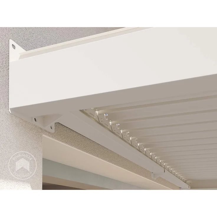 PRIMEYARD Terrassenüberdachung 3x4 m Aluminium-Pfosten mit Lamellendach aus Stahl weiße Anbau-Pergola – Bild 6