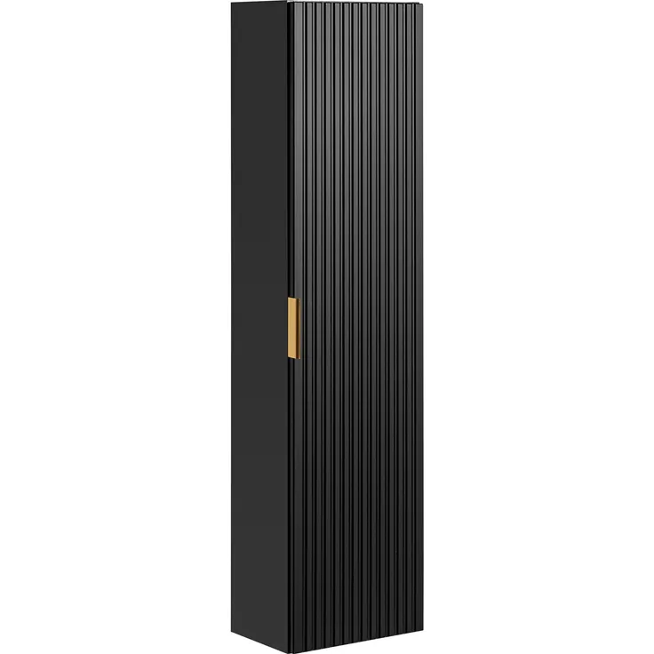 Hochschrank mit 1 Tür (140x25x35cm), Schwarz matt