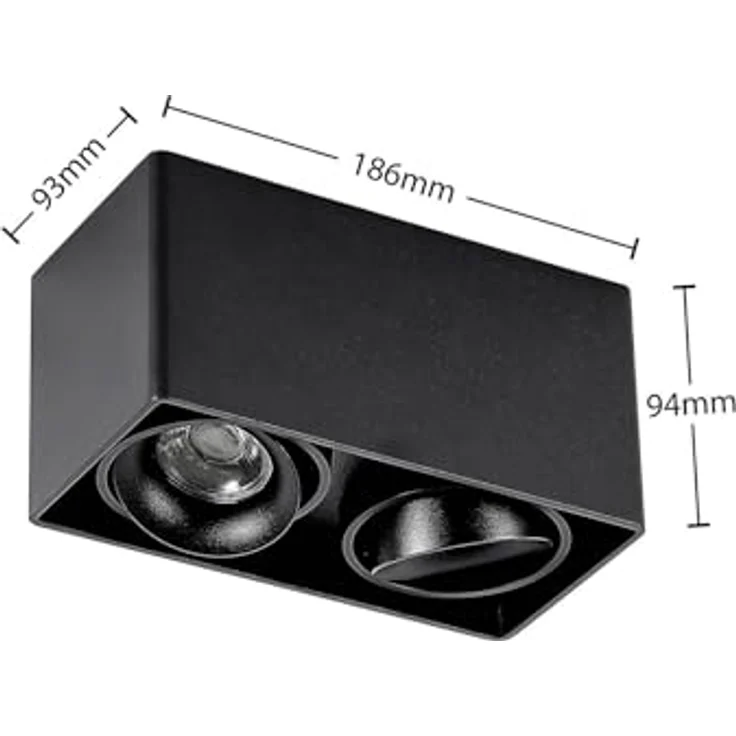 Arcchio Deckenlampe Kubika, moderne 2-flammige Deckenleuchte in Schwarz aus Aluminium (GU10) für Flur und Wohnräume – Bild 4