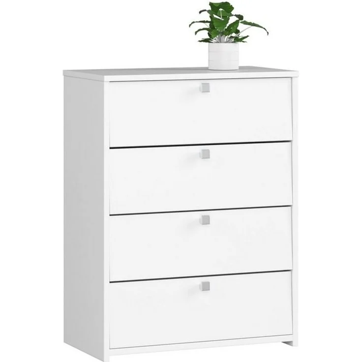 Home Collective Schuhschrank in weiß mit vier Fächern, Türgriffe in Satinfarbe, Elegant, Flur Schlafzimmer, Schuhregal, Schuh Schrank 85x66x36cm (HxBxT) – Bild 4