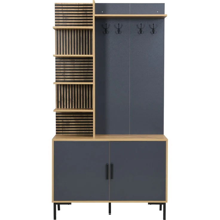 DESVIAE Garderobenschrank-Set Natur aus Spanplatte – 100x190,05x40 cm – Haken, verstellbare Ablage – Bild 8
