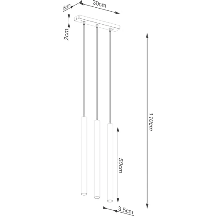 Sollux Pendelleuchte Pastelo 3L, moderne Holzleuchte mit 3 Lichtquellen, schlankem Rohrdesign, schwarz kabel – Bild 5