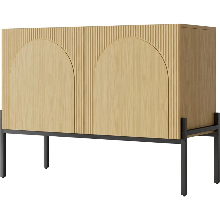 DESVIAE Sideboard Natur aus Spanplatte – 100x75x40 cm – 2 Türen, Metallbeine – Bild 8