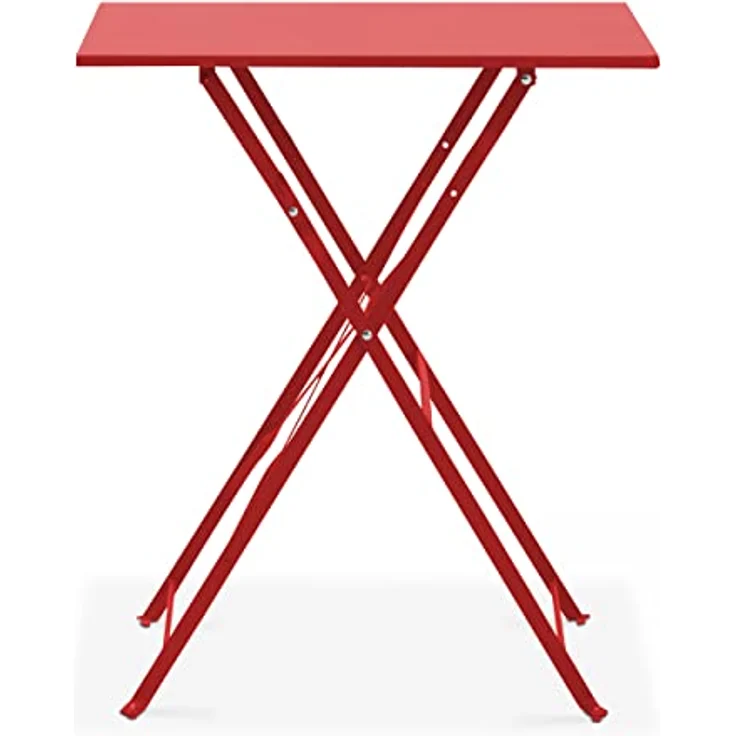 Oviala Bistrotisch Rome, quadratisch, 60x60 cm, aus Stahl, rot, klappbar, für 2-4 Personen – Bild 4