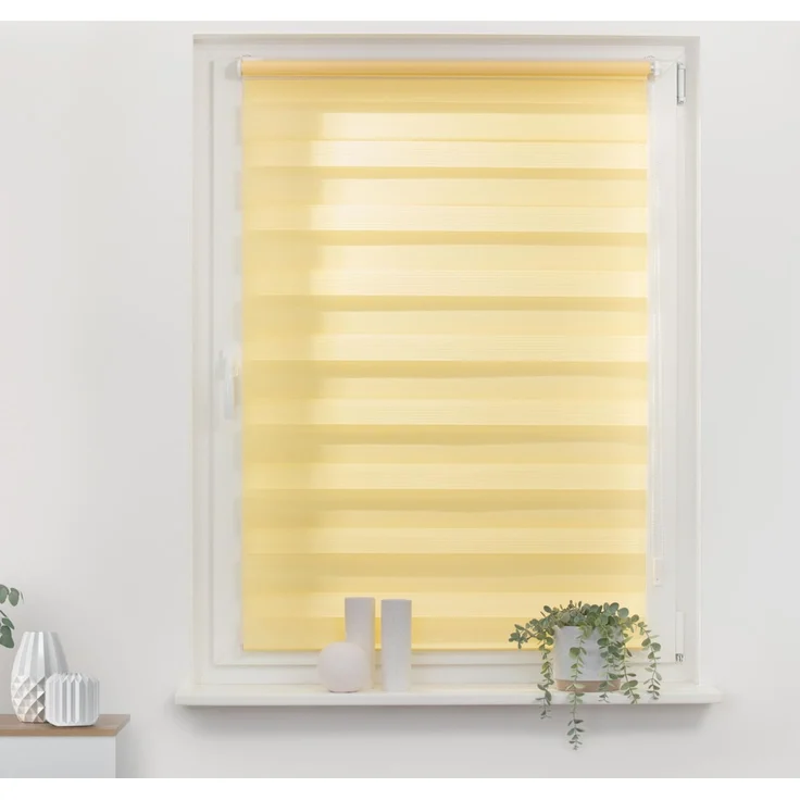 Lichtblick Doppelrollo Kopenhagen 45x150 cm (BxL) Gelb modernes Duo Rollo; Klemm- und schraubbar; Lichtdurchlässig und blickdicht – Bild 2