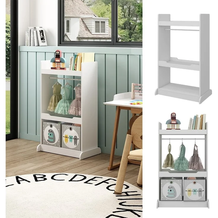 Kinderkleiderschrank Conny Weiß 67 x 110 cm mit Kleiderstange Vicco – Bild 4