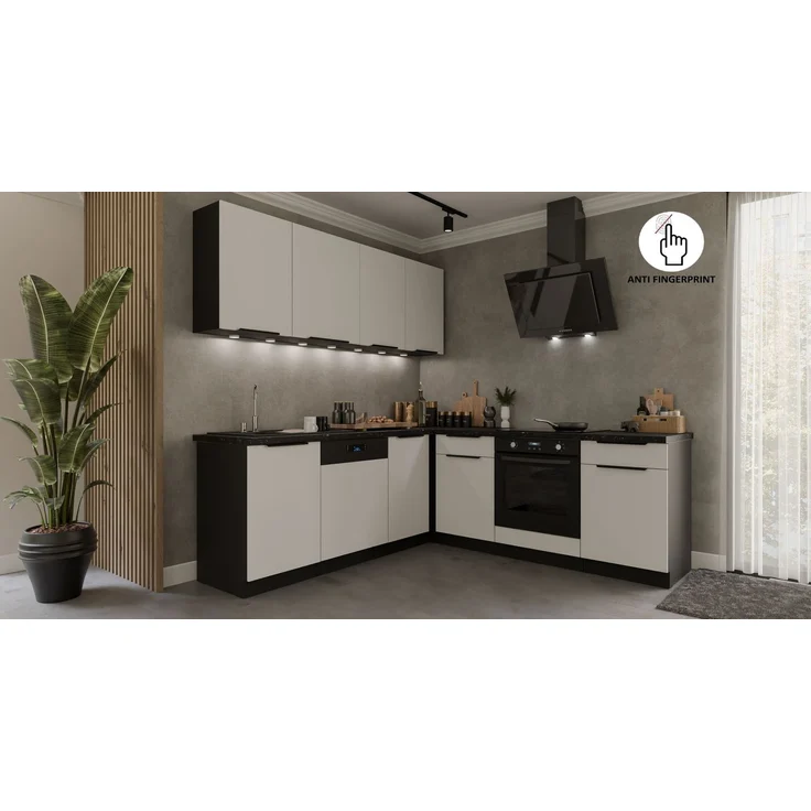 Winkelküche ARIA K-BL ECKE 1 - 215 x 220 + 120 cm Anti Fingerprint Küchenzeile Küchenblock Singleküche Einbauküche Küche Eckküche – Bild 3