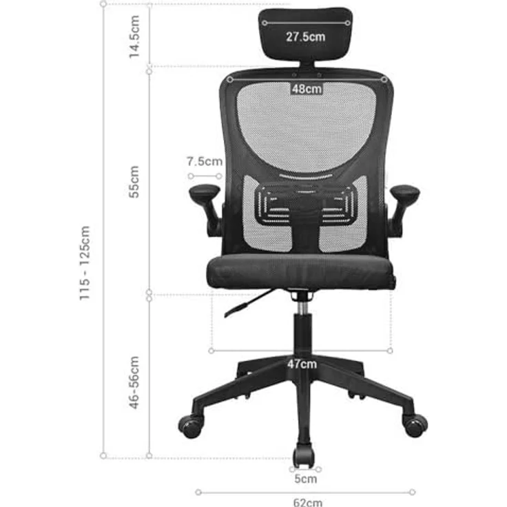 MARSGAMING MGC-ERGOPLUS, Professioneller Ergonomischer Stuhl, Dynamische Lendenwirbelstütze, Atmungsaktives Netz, Höhenverstellbar 115 und 125cm, Klappbare Armlehnen, Verstellbare Kopfstütze, Rosa – Bild 4
