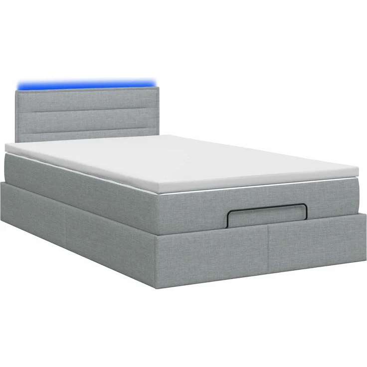 vidaXL Ottoman-Bett mit Matratze und LED Hellgrau 120 x 200 cm Stoff 3456815 – Bild 9