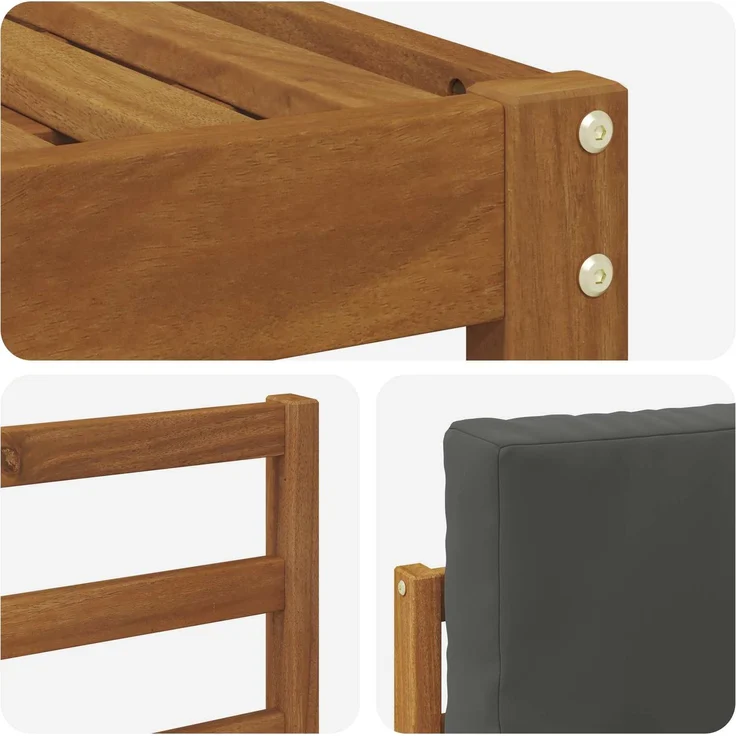 vidaXL Outdoor-Sofagarnitur mit Kissen 6 pcs Natur und Anthrazit 3366625 – Bild 6