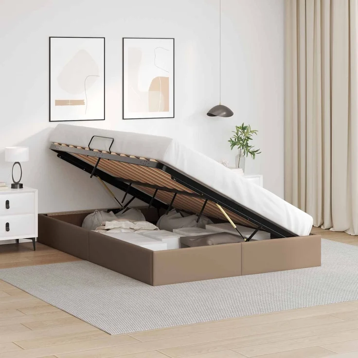 vidaXL Ottoman Bettgestell Cappuccino 140 x 200 cm Kunstleder 3442777 – Bild 4
