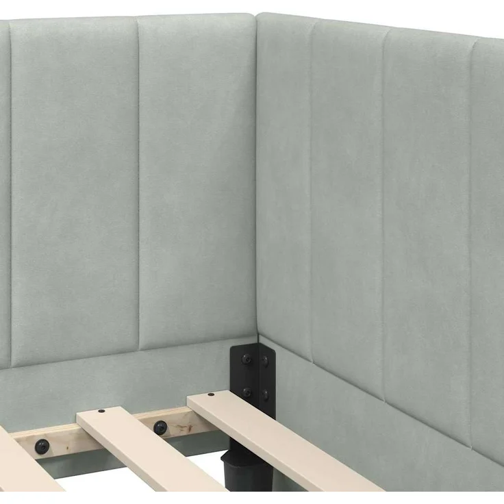 vidaXL Eckbettgestell mit Kopfteil Hellgrau 90 cm x 190 cm Samt 42016338 – Bild 7