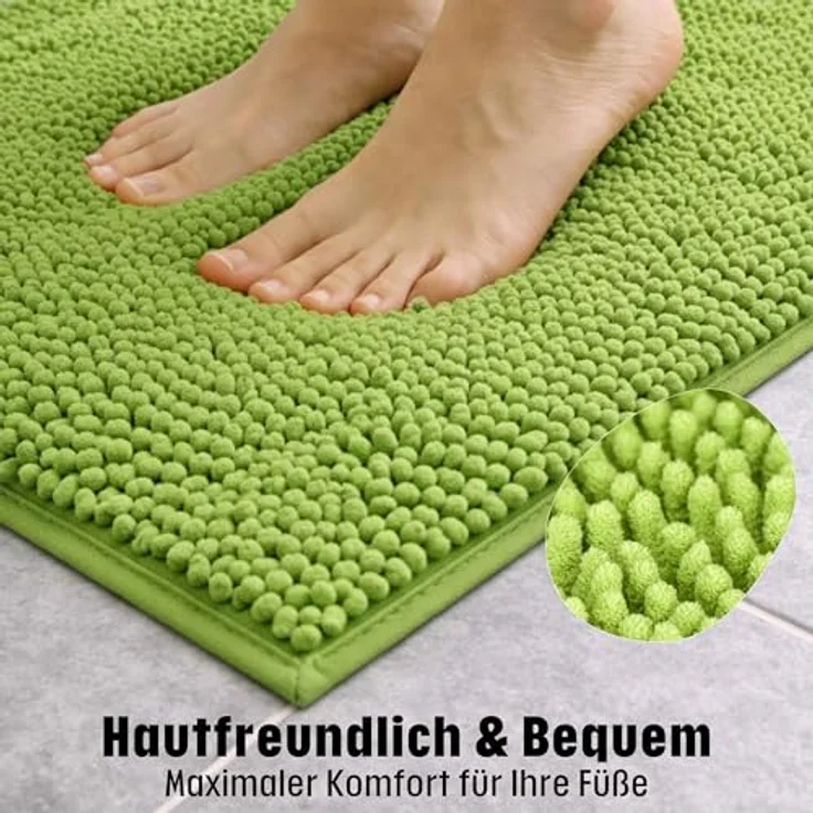 WohnDirect Badematte 45x45 cm MIT WC Ausschnitt | Grün - rutschfest & Waschbar - Badezimmerteppich zum Set kombinierbar, Badvorleger, WC Garnitur, Badteppich – Bild 5