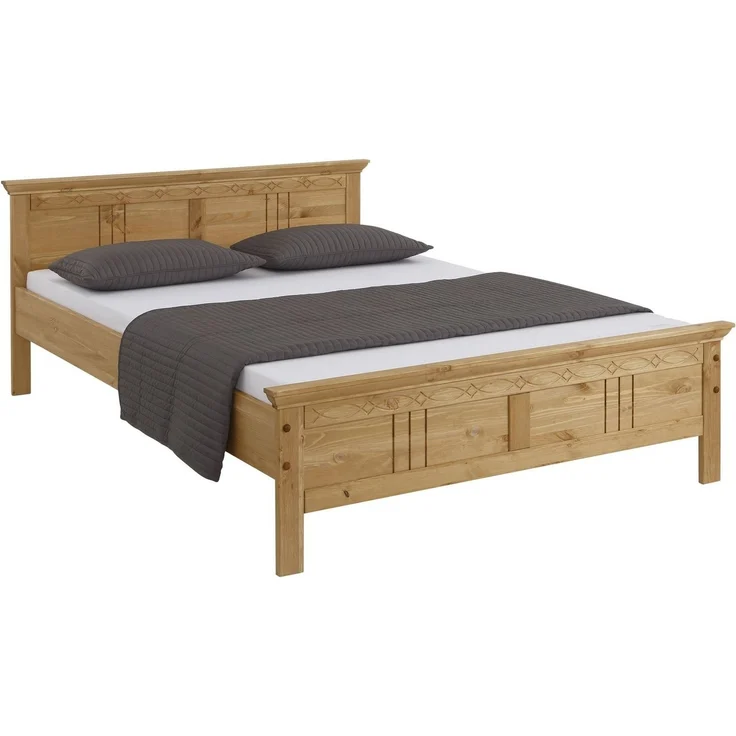 Home affaire Massivholzbett Indra, TOPSELLER, Landhausstil, edles Design,zertifiziertes Massivholz (Breite/Belastbarkeit 180cm/220 KG, 140cm/180 KG, 90cm/120 KG), mit dekorativen Fräsungen, in 2 Breiten und Farben – Bild 1