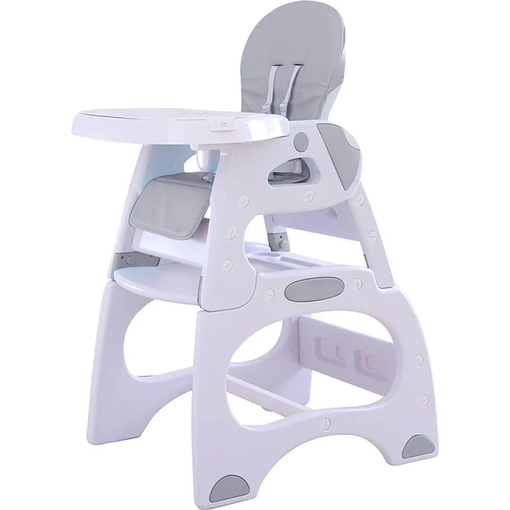 Babify Eat&Play Konvertierbarer Hochstuhl in Stuhl + Tisch, ausziehbar, Doppel-Tablett, mit mehreren Positionen, grauer Sitz – Bild 1