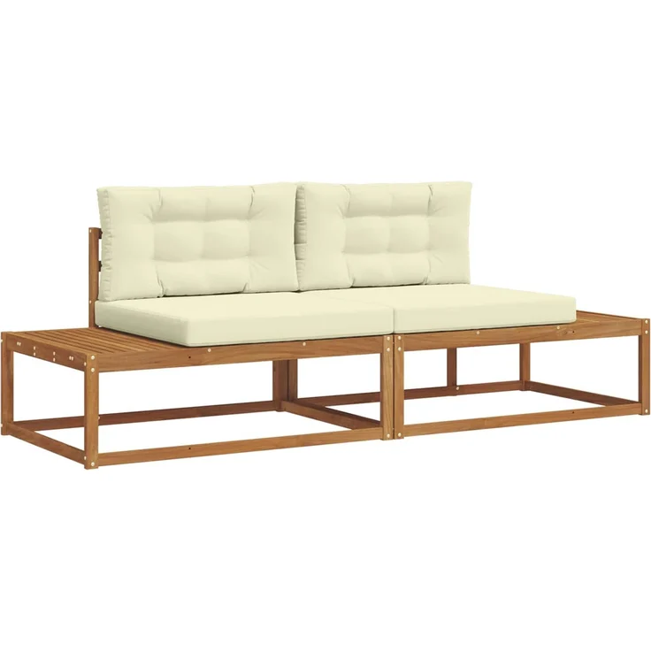 vidaXL Outdoor-Sofagarnitur Natur und Creme Massivholz Akazie 3368123 – Bild 2