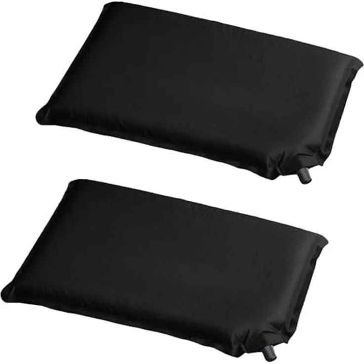 HAC24 Reisekissen Outdoor Sitzkissen Camping Kissen Sitzunterlage Stadionkissen, 2-tlg, Schwarz selbstaufblasend 37 x 28,5 cm – Bild 1