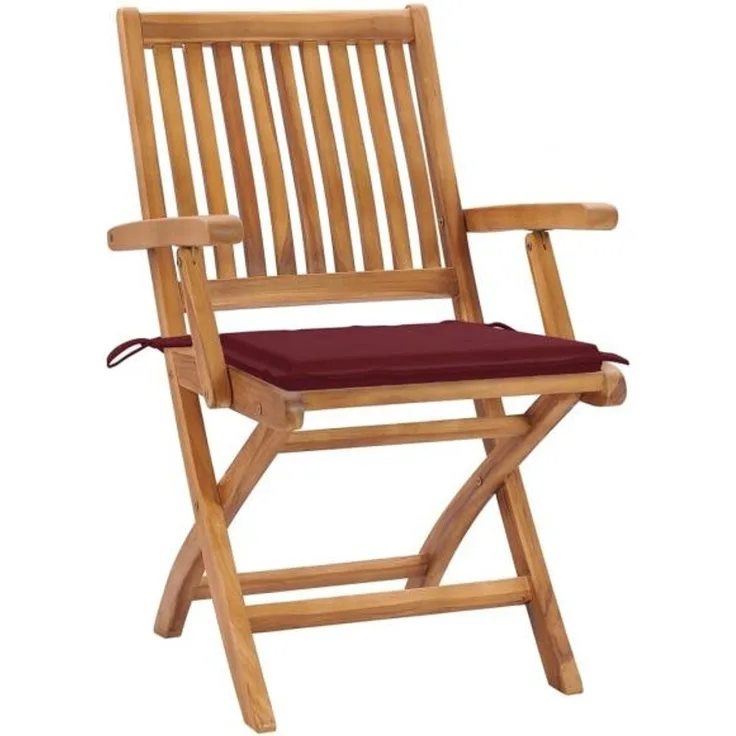 vidaXL Klappbare Gartenstühle mit Kissen 4 Stk. Massivholz Teak 3072732
