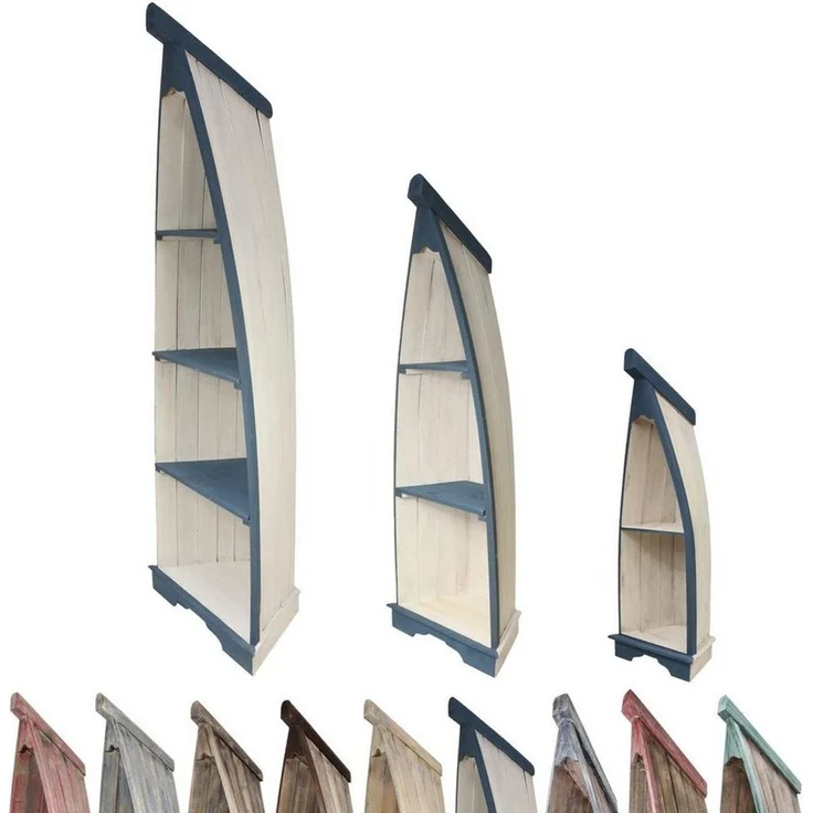 Oriental Galerie Standregal Bootsregal mit Steg klein weiß blau – Bild 1
