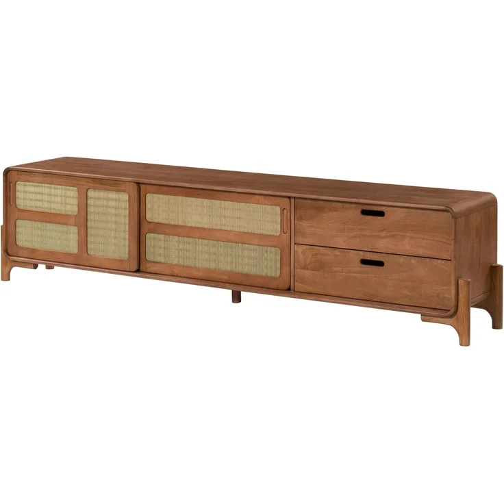 TV-Board Mango/Seegras 220 x 40 x 50 hellbraun lackiert MIZUMI #105