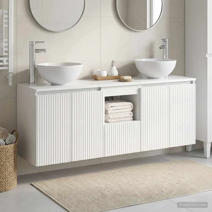 vidaXL Wandhängendes Badezimmerschrank-Set 3 stk. Hochglanz Weiß 3405631 – Bild 1