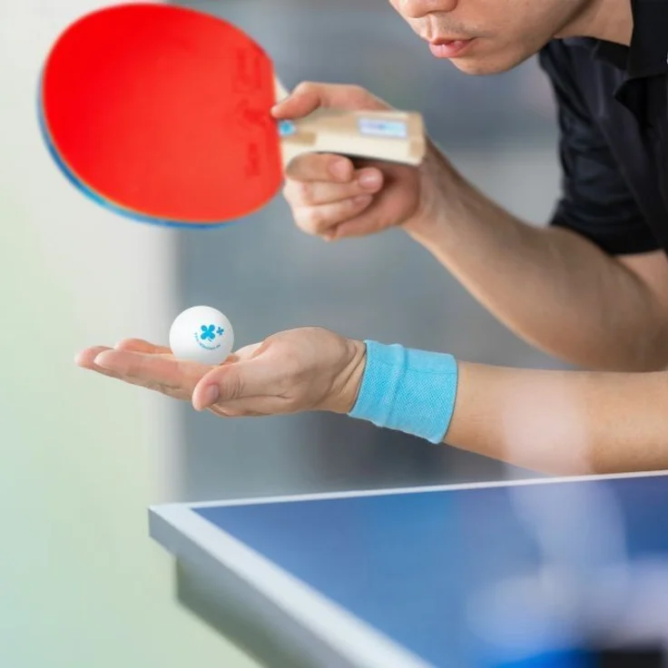 Relaxdays Tischtennis-Set inkl. 2 Schläger, 3 Tischtennisbälle, Tischtennisnetz & Reissverschlusstasche, Kunststoff rot / schwarz – Bild 6