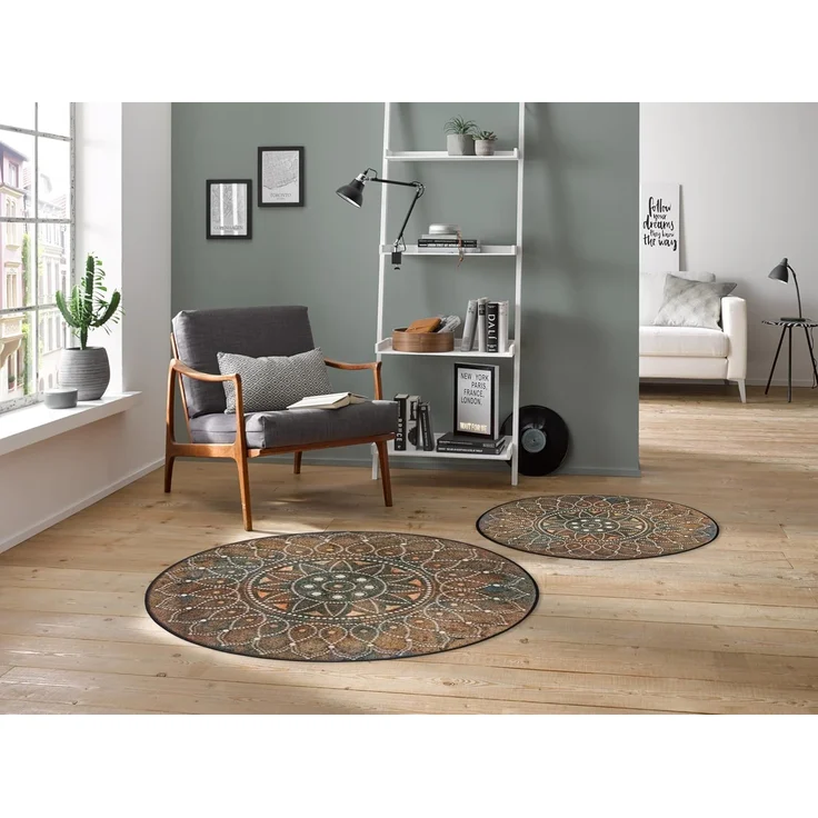 wash+dry by Kleen-Tex Teppich Matte rund 115x115 Madhana braun, rund, Höhe: 1150 mm – Bild 2
