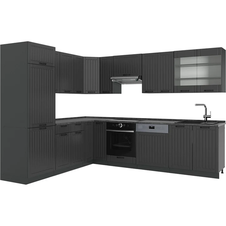 Eckküche Fame-Line Dunkelgrau/Anthrazit 287 x 227 cm ohne Arbeitsplatte Vicco – Bild 1