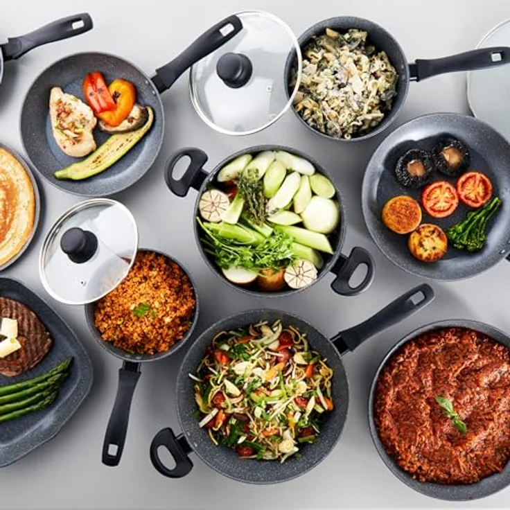 Russell Hobbs RH02799EU7 Metallic Marmor 24 cm Bratpfanne - Antihaftbeschichtete Eier-/Omelettpfanne, Induktionsherd-kompatibel, Pfannkuchen-/Crêpe-Pfanne, Kochgeschirr aus geschmiedetem Aluminium – Bild 4