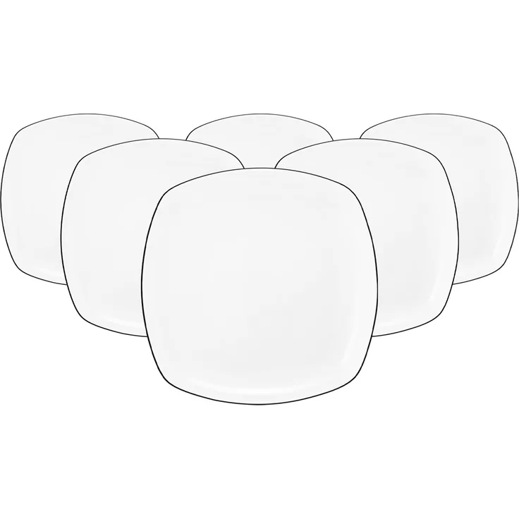 Seltmann Weiden Lido Black Line Frühstücksteller eckig ø 20 cm 6er Set