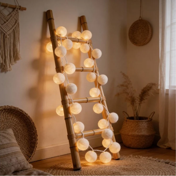 Guru-Shop LED-Lichterkette Stoff Ball Lichterkette, 20`er LED Kugel.. – Bild 2