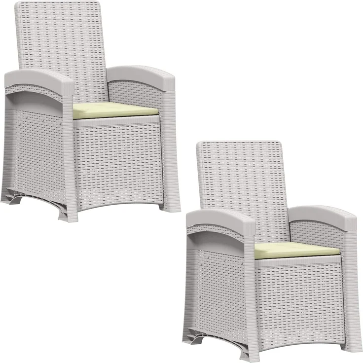 vidaXL Liegesessel Garten Rattan-Optik 2 Stk. Weiß und Creme PP 8012024 – Bild 2