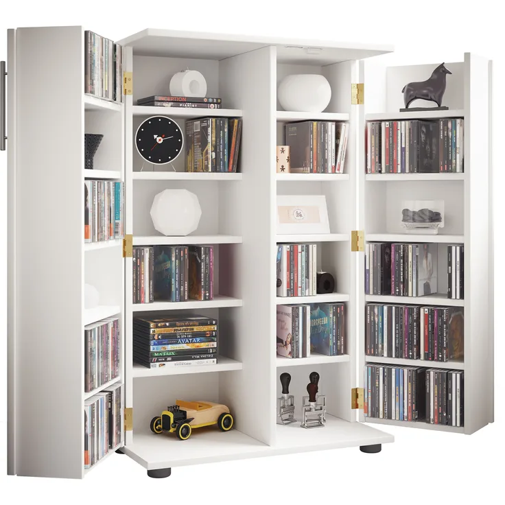 VCM CD / DVD Media Regal Engalo 920783 Weiß H. 93 x B. 60 x T. 31 cm