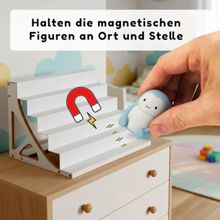 stadtecken® Magnetisches Regal für Musikbox-Figuren – Passend für IKEA Kallax und mehr | Optional mit Platz für Toniebox | Geeignet für ca. 50 Figuren | Weiß (PureFiguren) – Bild 5