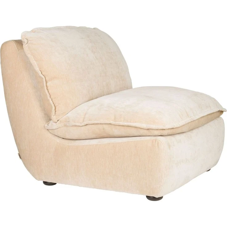 Loungesessel Radley Beige mit Veloursbezug, Holzbeinen von Dutchbone – Bild 1