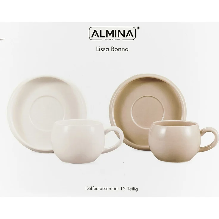 Lissa Bonna Kaffeetassen mit Untertellern - 12-teiliges-Set in Weiß, 215 ml – Bild 5