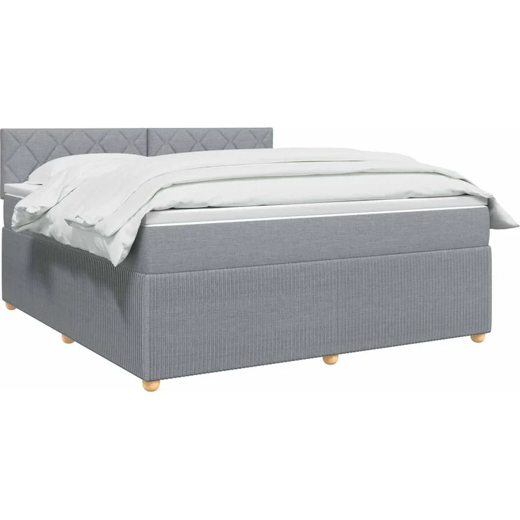 vidaXL Boxspringbett mit Matratze Hellgrau 180 x 200 cm Stoff 3451531 – Bild 3