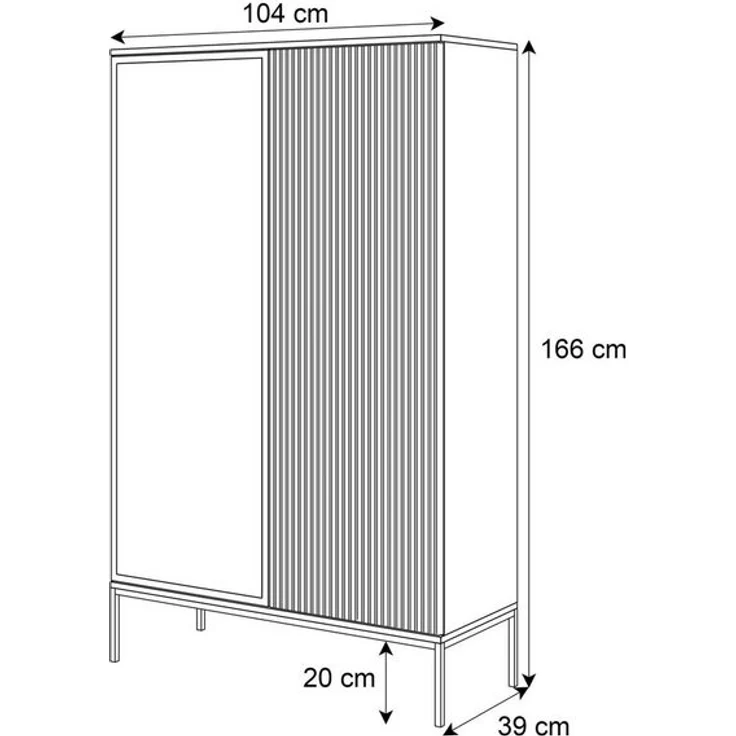 Lookway Hochschrank ECLIPSE WTSZ104 Vitrine mit Beleuchtung Eiche schwarz wotan 4 mm gehärtetes Glas – Bild 4