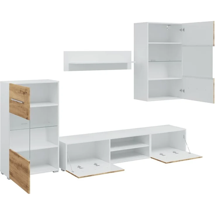 vidaXL 5-tlg. Wohnwand mit LED-Beleuchtung Artisan-Eiche Holzwerkstoff 3324234 – Bild 5