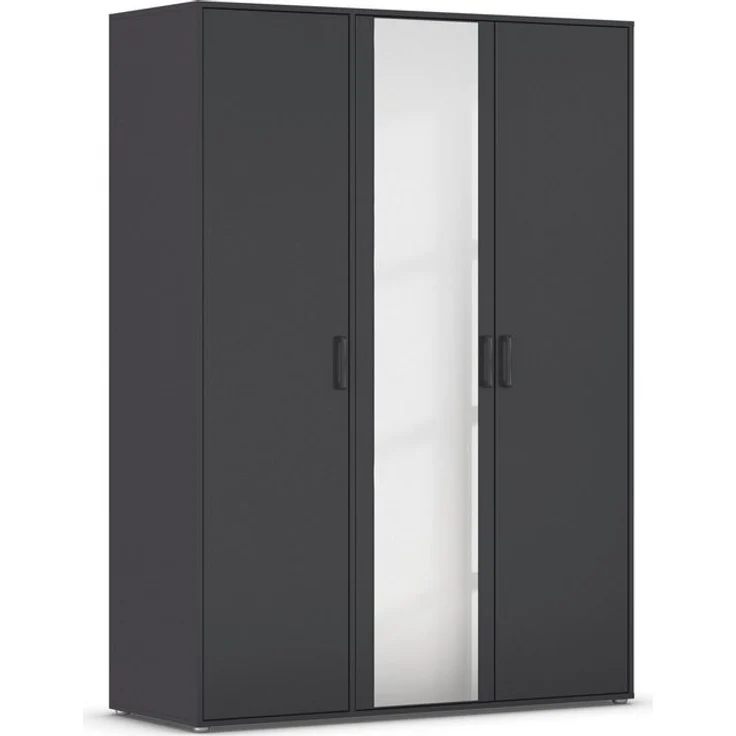 rauch Drehtürenschrank Voyager (in 3 verschiedenen Ausstattungen BASIC/CLASSIC/PREMIUM) mit modernen Griffen in Graumetallic und Spiegel – Bild 4
