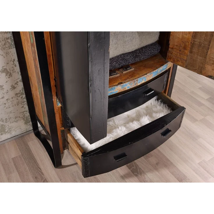 Schrank Altholz 90x43x180 mehrfarbig lackiert INDUSTRIAL #07 – Bild 2