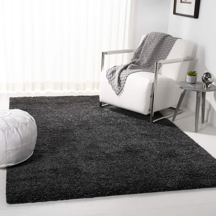 SAFAVIEH Zottelig Teppich für Wohnzimmer, Esszimmer, Schlafzimmer - August Shag Collection, Kurzer Flor, Holzkohle, 122 X 183 cm