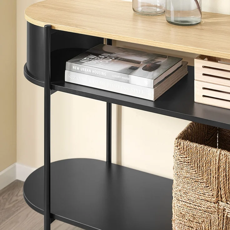 SoBuy FSB102-SCH Konsolentisch Flur, MDF, Melamin, Helle Eiche, 110 x 76 x 39 cm – Bild 6