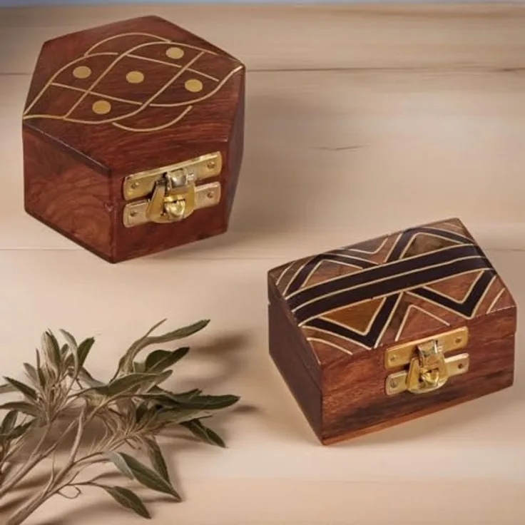 Marrakesch Orient & Mediterran Interior Schmuckkasten 2er Set Schmuckkästchen aus Holz Dajat Delya (2 St), Handarbeit