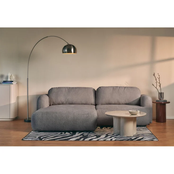 Selsey Tvoya Ecksofa mit Schlaffunktion, Ottomane links, Bouclé Graubraun – Bild 2