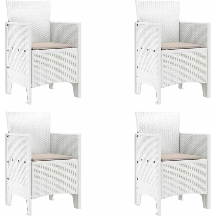 vidaXL Gartenstuhl mit Kissen 4 pcs Weiß 53 x 49 x 85 cm Polypropylen 847479 – Bild 2