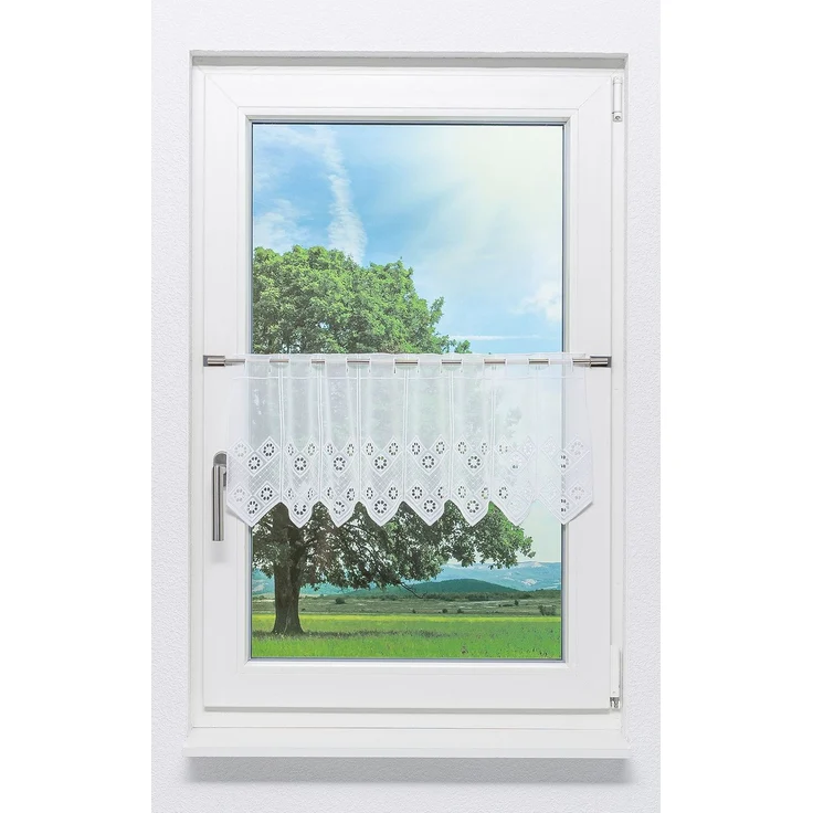 Lysel Scheibengardine Rautendesign (Bx H) 88cm * 30cm weiß/reinweiß – Bild 1