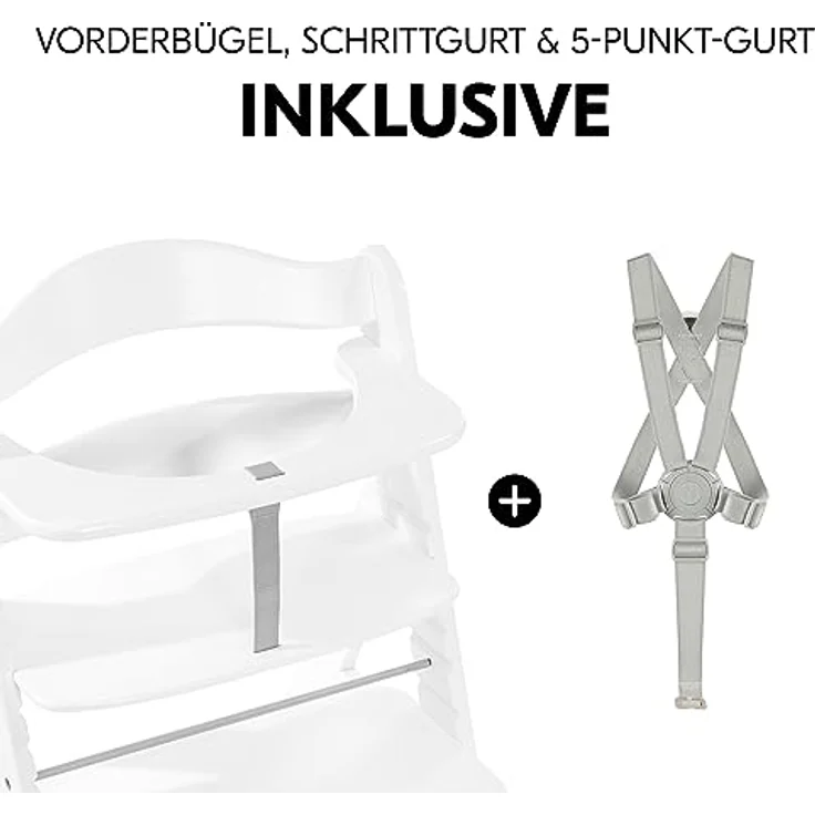 Hauck 'Alpha+' Treppenhochstuhl, weiß, ab 6 Monaten, mitwachsend, höhenverstellbar, bis 90 kg belastbar – Bild 4