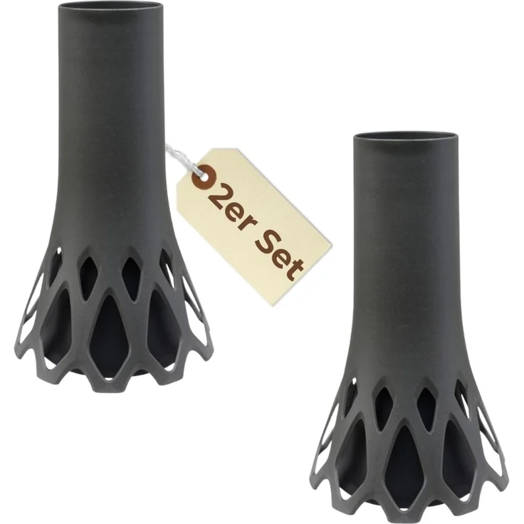 2er Set Grabvase mit Sockel Gewicht Friedhofvase Grabschmuck Blumenvase Friedhof Grab Vase anthrazit 1,3 L Frostsicher – Bild 1